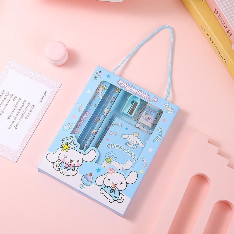 

Kids Stationery Gift Box With Colorful Pencils Erasers And Rulers For Back To School Blue