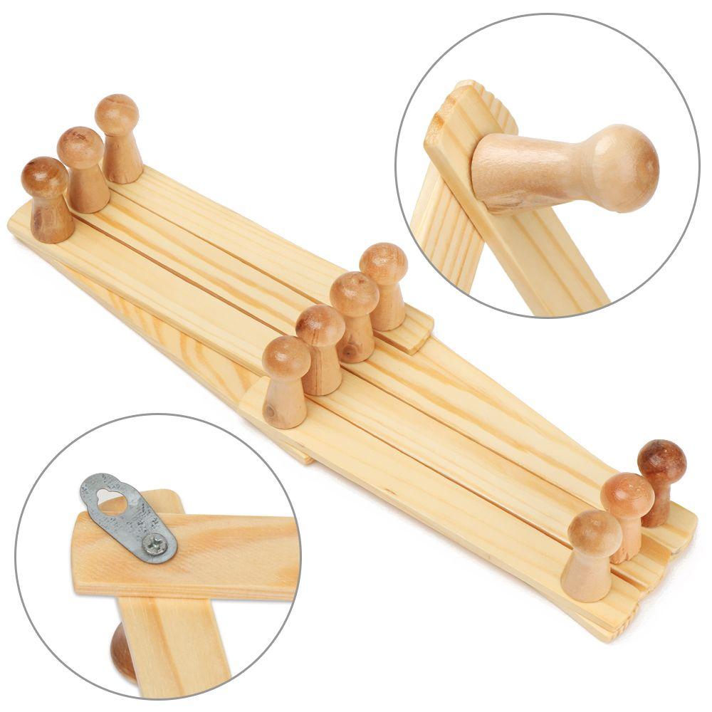 Expandable Storage Sundries Bag Fixed On Wall Fold Shelf Coat Hooks Natural Wood Clothes Hanger Hat Closet Hook