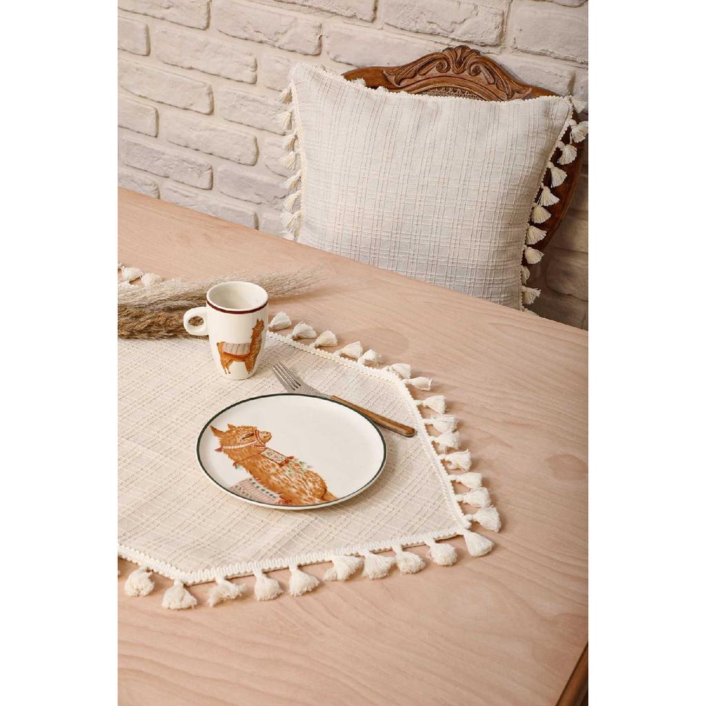 90x30 Tassel Runner, crem, R-34k