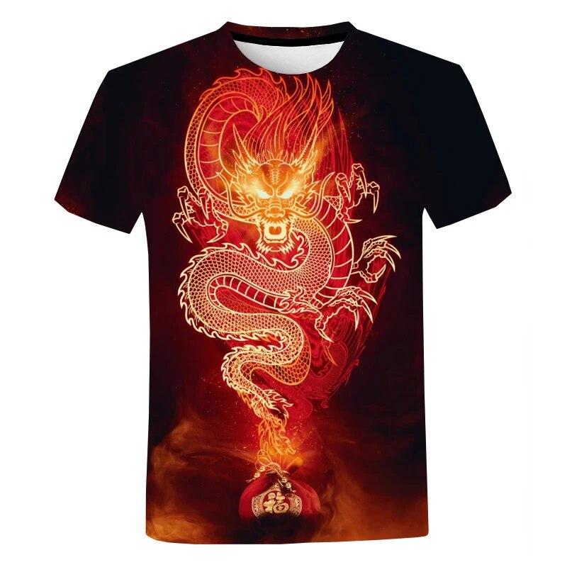 Y2K Îmbrăcăminte bărbați Dragon Totem Tricouri cu grafică Gât rotund Tricou supradimensionat Moda Harajuku Streetwear Topuri Tricouri