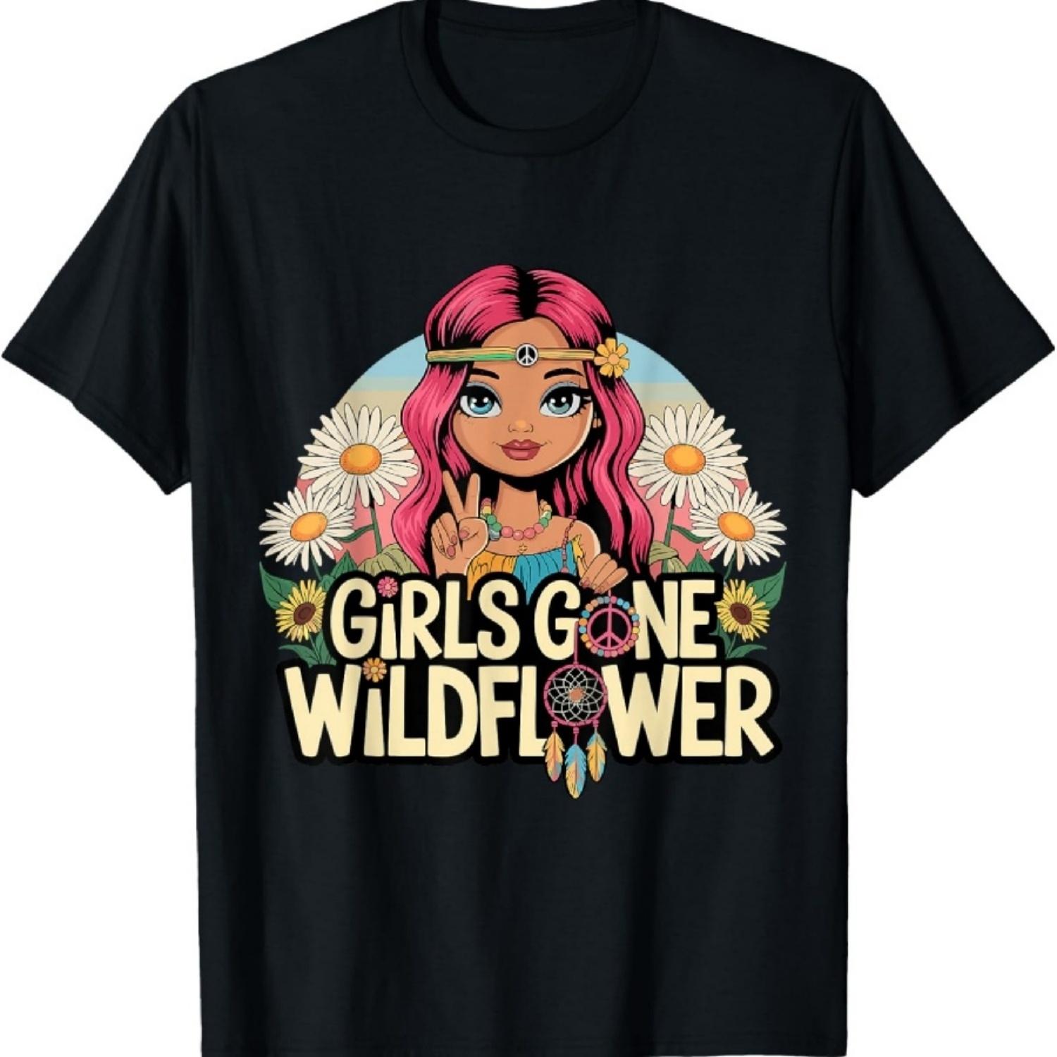 Футболка с цветочным графическим принтом Girls Gone Wildflower Hippie Vibes1 S