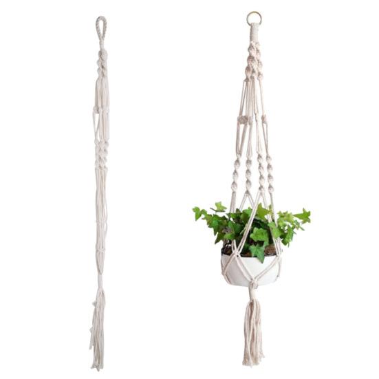 Hand-weaved Hanging Plant Flower Pot Holder Basket Cotton Rope Bonsai Hanger