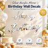 Acrylic Mirror Finish Happy Birthday Wall Decals Set