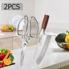 1PCS WXCOO Stainless Steel Kitchen Knife Scissor Set Fruit Slicing Multifunctional Bottle Opener Chef Knife Wooden Handle