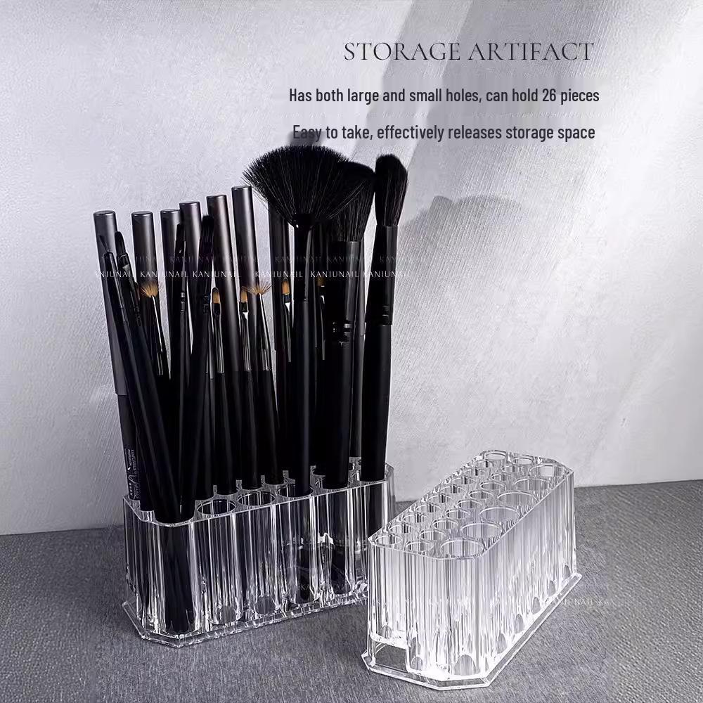 Nail Art Brush Holder with 26 Slots - Transparent Acrylic Storage Organizer