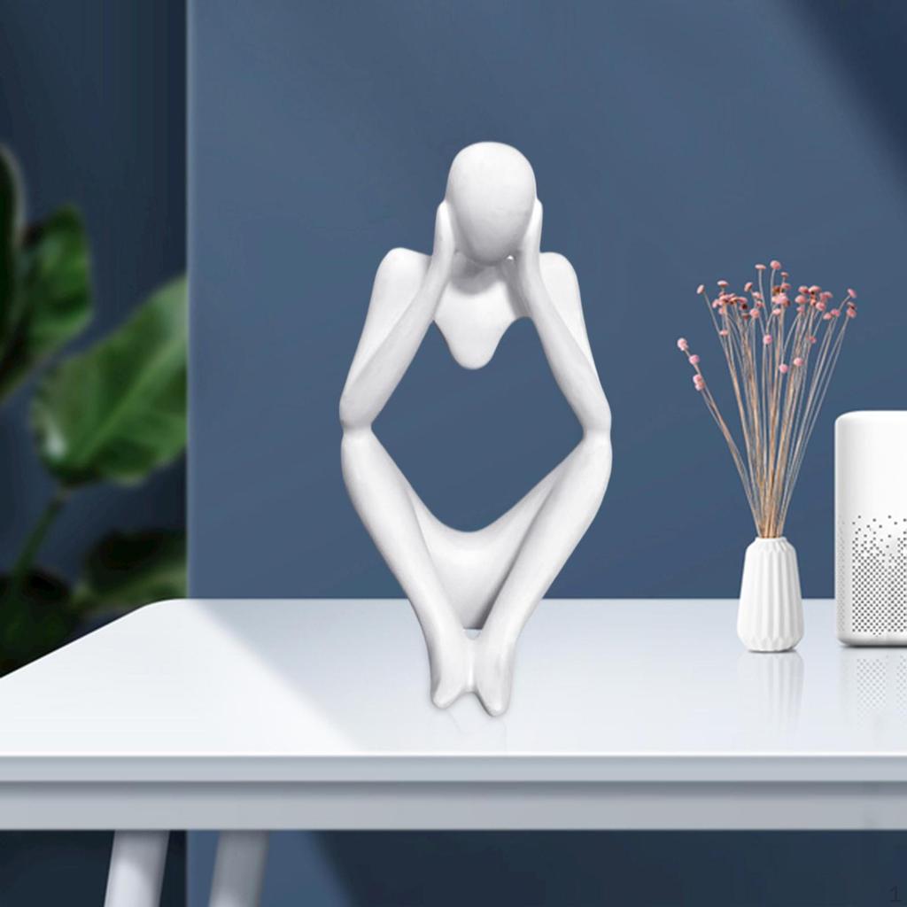 Abstract Thinker Carved , White Large Modern Artwork Elegant Artistic Figurine Statue Crafts for