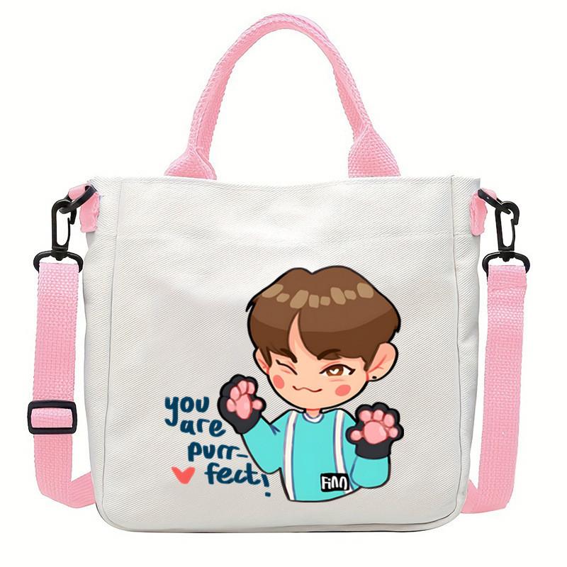 Felix Kpop Band Super Star Printed Crossbody Bag Casual Canvas Shoulder Bags
