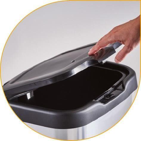 MHOME Poubelle à pédale JIVE - 40 L - Effet alu - Gris
