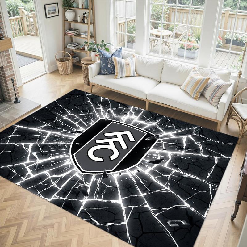 Fulham Football Design Crystal Velvet Carpet Cozy Non?Slip Printed Rug For Bedroom Living Room Entrance