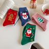 Festive Mid-Calf Cartoon Socks with Snowman & Santa Design for Autumn/Winter Holidays
