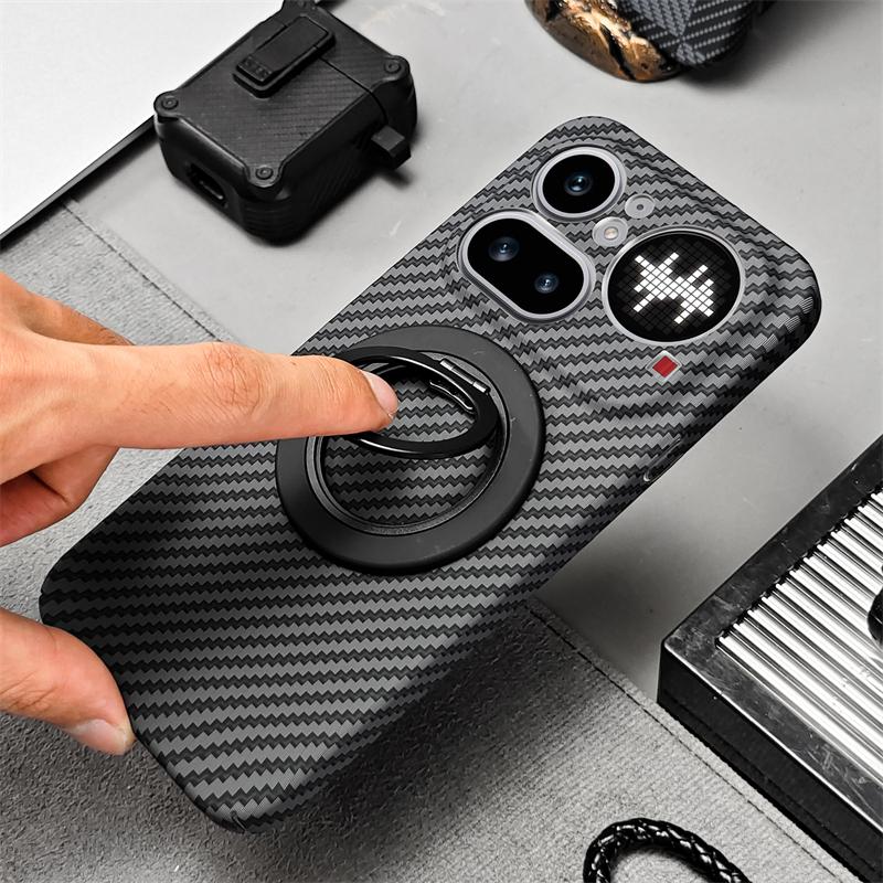 Magnetic Case For Nothing Phone 4a Pro Case For Magsafe Embossed Carbon Fiber Striped Pattern PC Hard Cover