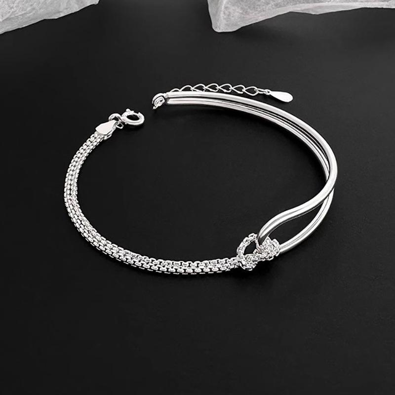 925 Sterling Silver Smooth Round Beads Bracelet For Women Vintage Simple Adjustable Classic Party Jewelry Gift