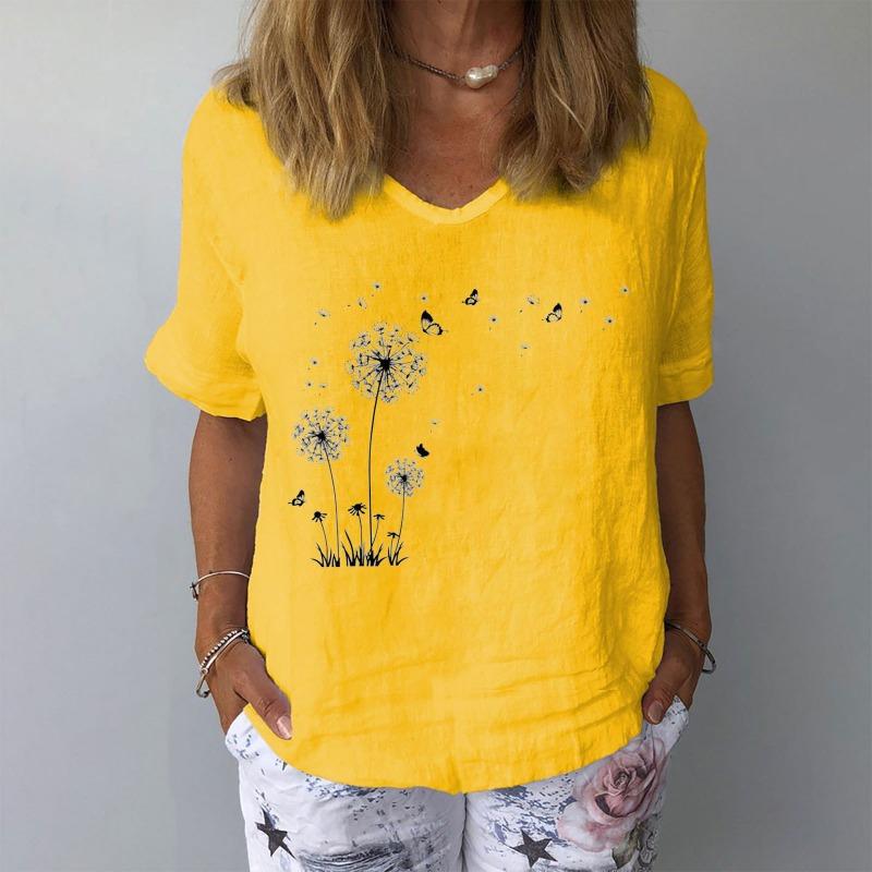 QICED Blusas y Camisas Casuales de Moda para Mujer de Manga Corta con Cuello en V