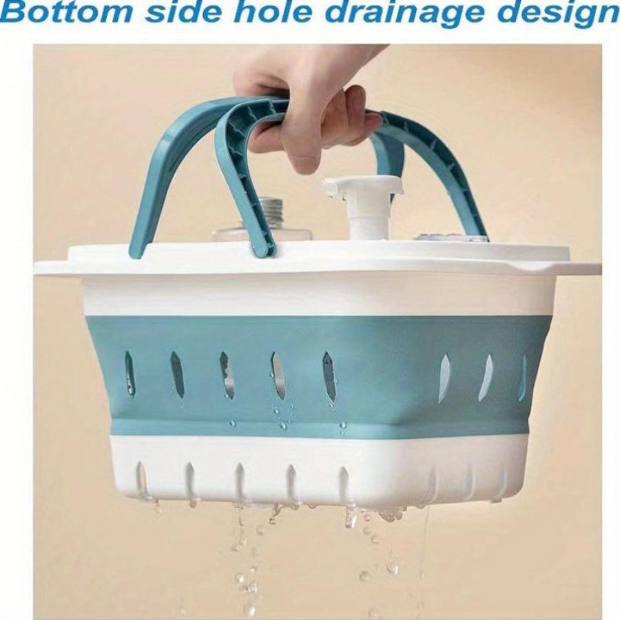 Collapsible Plastic Storage Basket with Handles - Multipurpose Organizer for Bathroom, Kitchen, Dorm & Gym