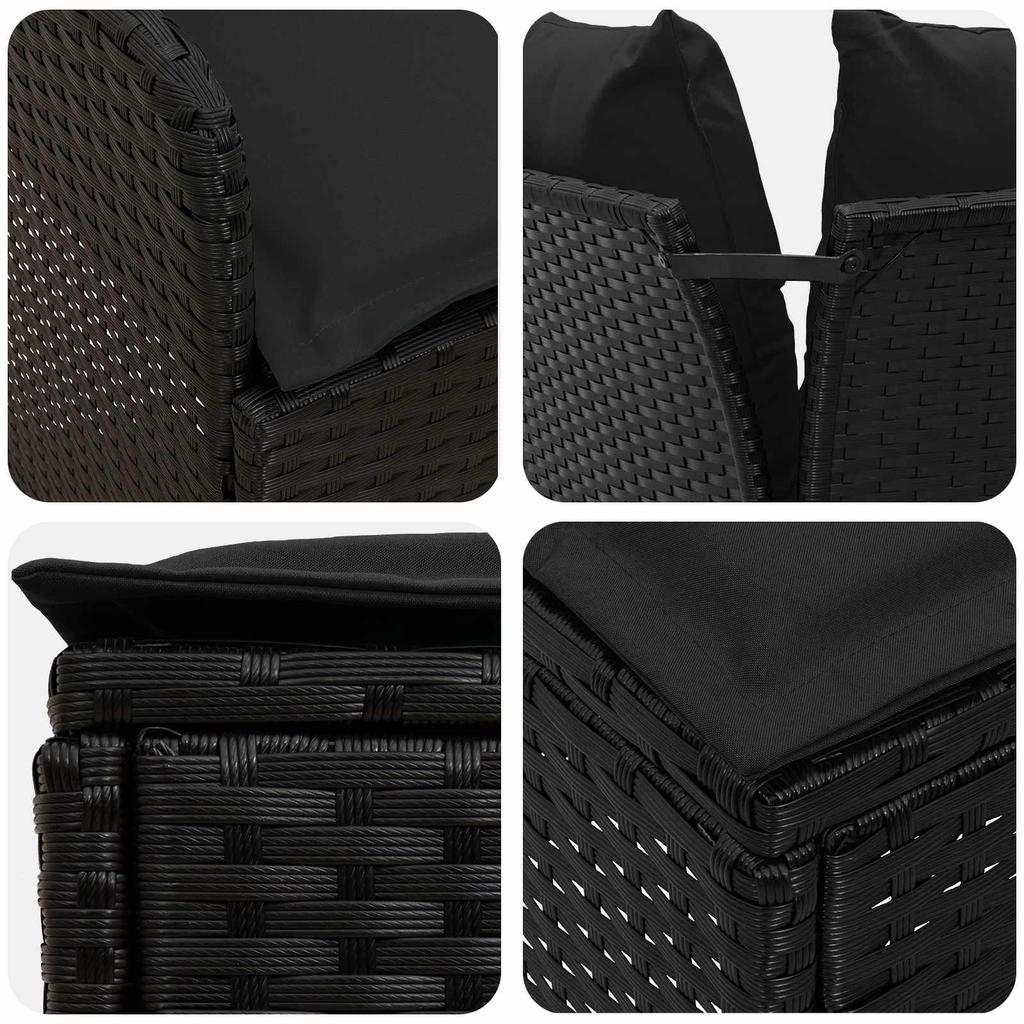 Furniture Set with Cushions 4 pcs Black PE Rattan