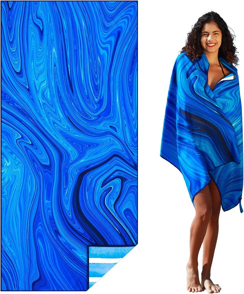 Lightweight Microfiber Beach Towel - Sand-Free Quick-Dry, Compact for Travel, Pool & Camping, Large Absorbent Adult Size