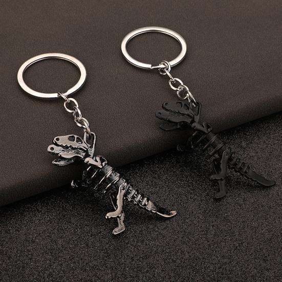 Goth Core Dinosaur Keychain Glow Skull Skeleton with Metal Chain, Y2K Grunge Accessories for Backpack & Keys