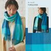 Washable Cashmere Scarf with Check Pattern Turquoise 30cm W X 176cm H Two 8cm [Intermode Collection] 100% (67813901) - (67813901D) - Approx.
