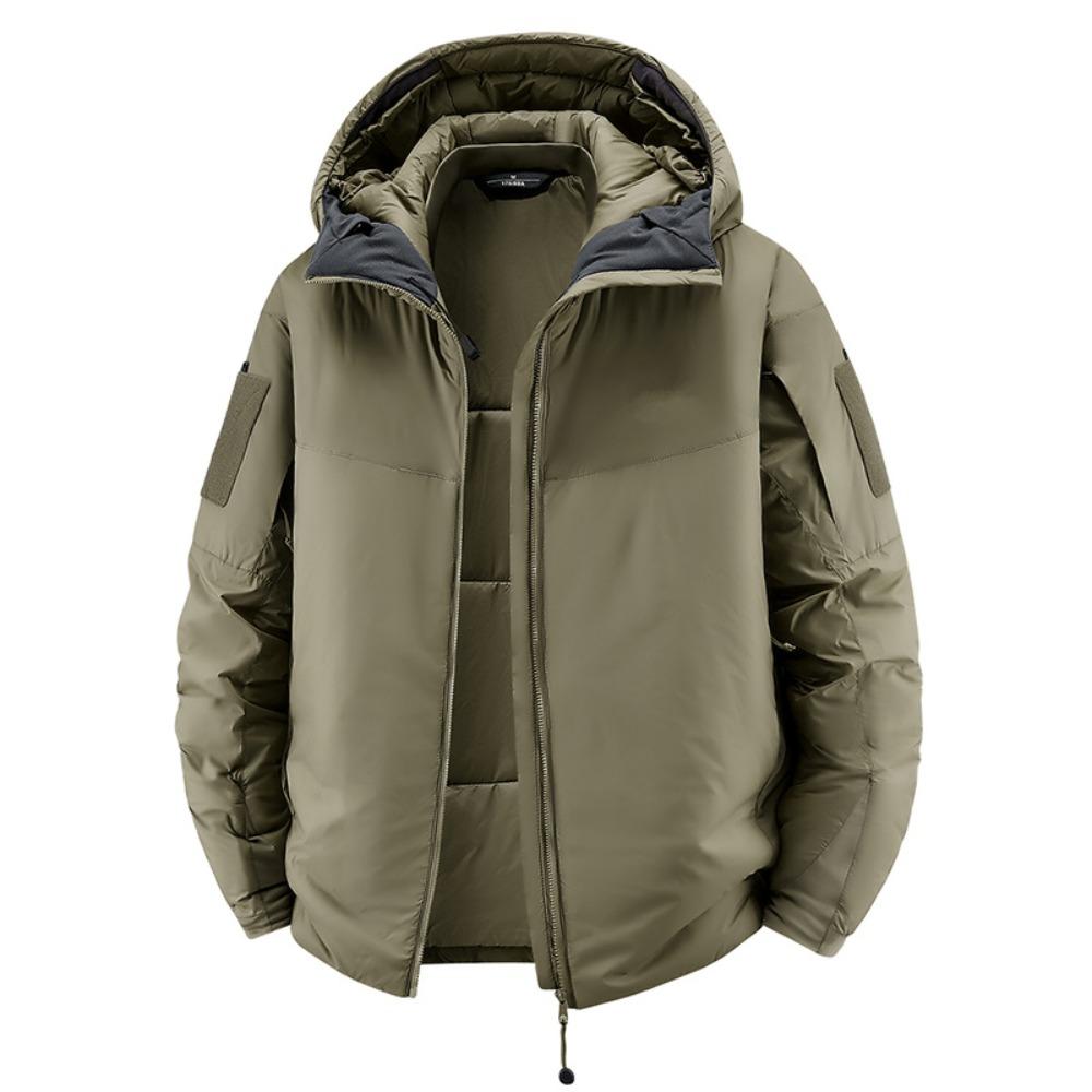 Men's Winter Outdoor Tactical Jacket Coat Thermal Windproof Waterproof Cold Resistant Solid Color Hoody Hiking Tops