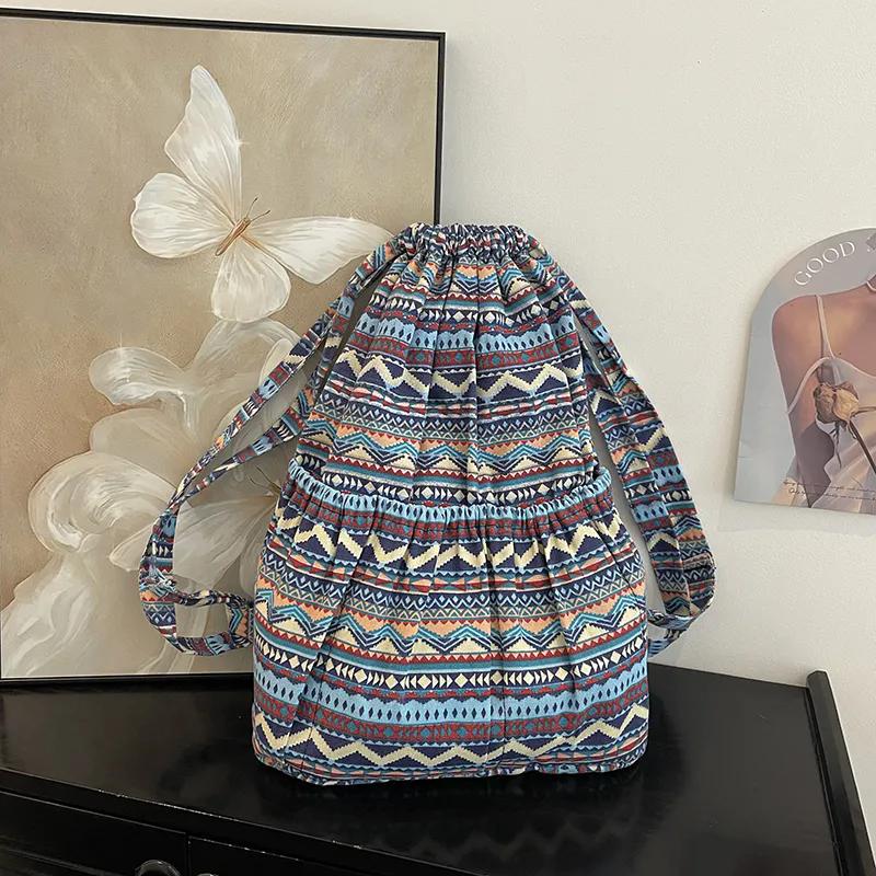 WTEMPO Retro Elegant Versatile Printed Backpack Outdoor Sports Bags Large Capacity Lightweight Travel Backpack Fitness Bags Yoga Bags