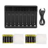SEIVI Ni MH USB Battery Charger for AA AAA Battery Charge LCD Display Screen Eight Desktop Charger with 8 AAA Battery
