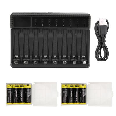 SEIVI Ni MH USB Battery Charger for AA AAA Battery Charge LCD Display Screen Eight Desktop Charger with 8 AAA Battery