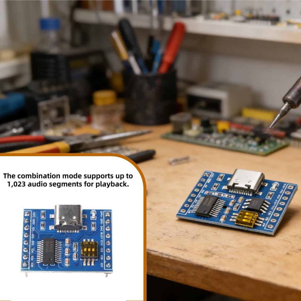 CH9300 Voice Playback Module 4MB/16MB/TF Card Type-C 10-Key Control 1023 Audio Combinations MP3 Hardware Decoder DC 5V