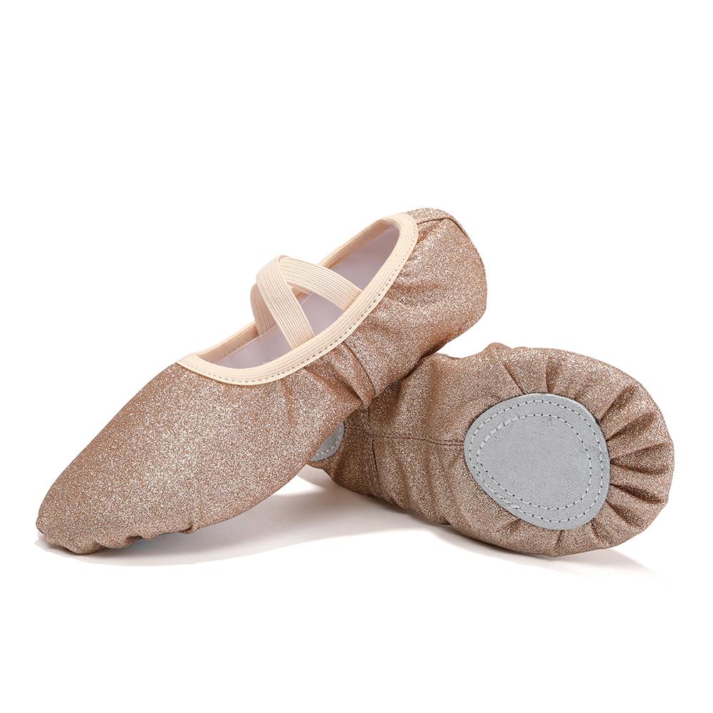 Ballet Shoes for Girls Glitter Ballet Dance Shoes Leather Dance Slippers Full Sole Ballet Dance Flats for Childrens Kids Toddler for Dance