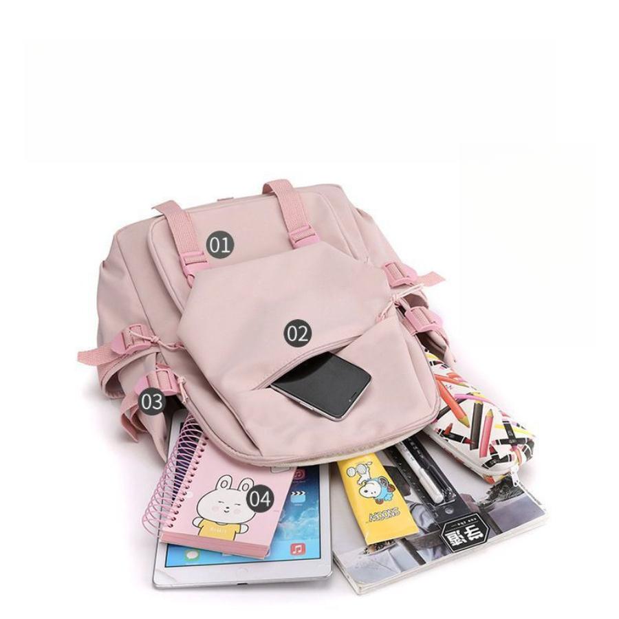 Korean Fashion Printed Backpack for Women Men Cute Youth School Bag Trendy Casual Daily Travel Shoulder Bag KTB