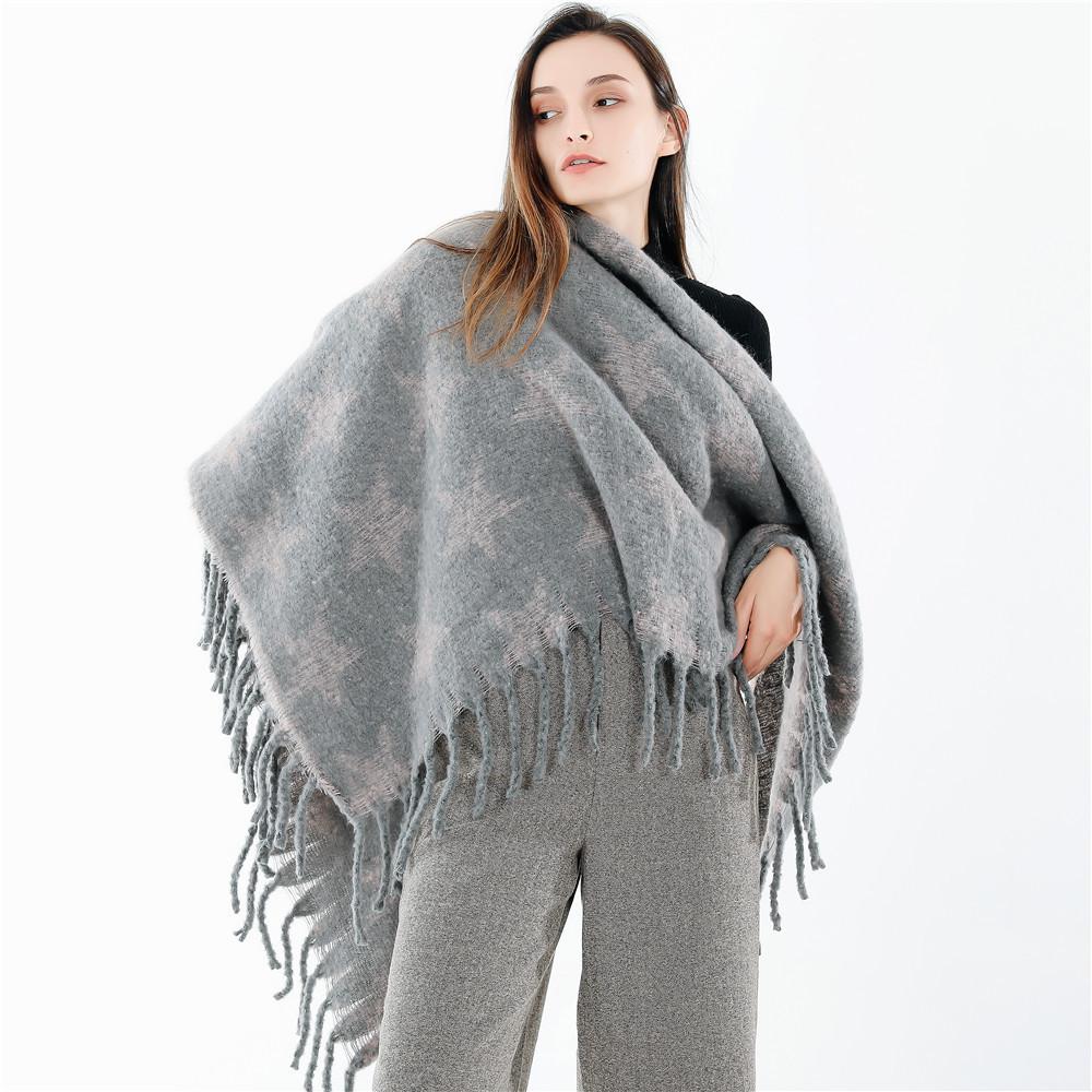 Thick Warm Tassel Square Scarf Shawl European Style Autumn Winter Fashion