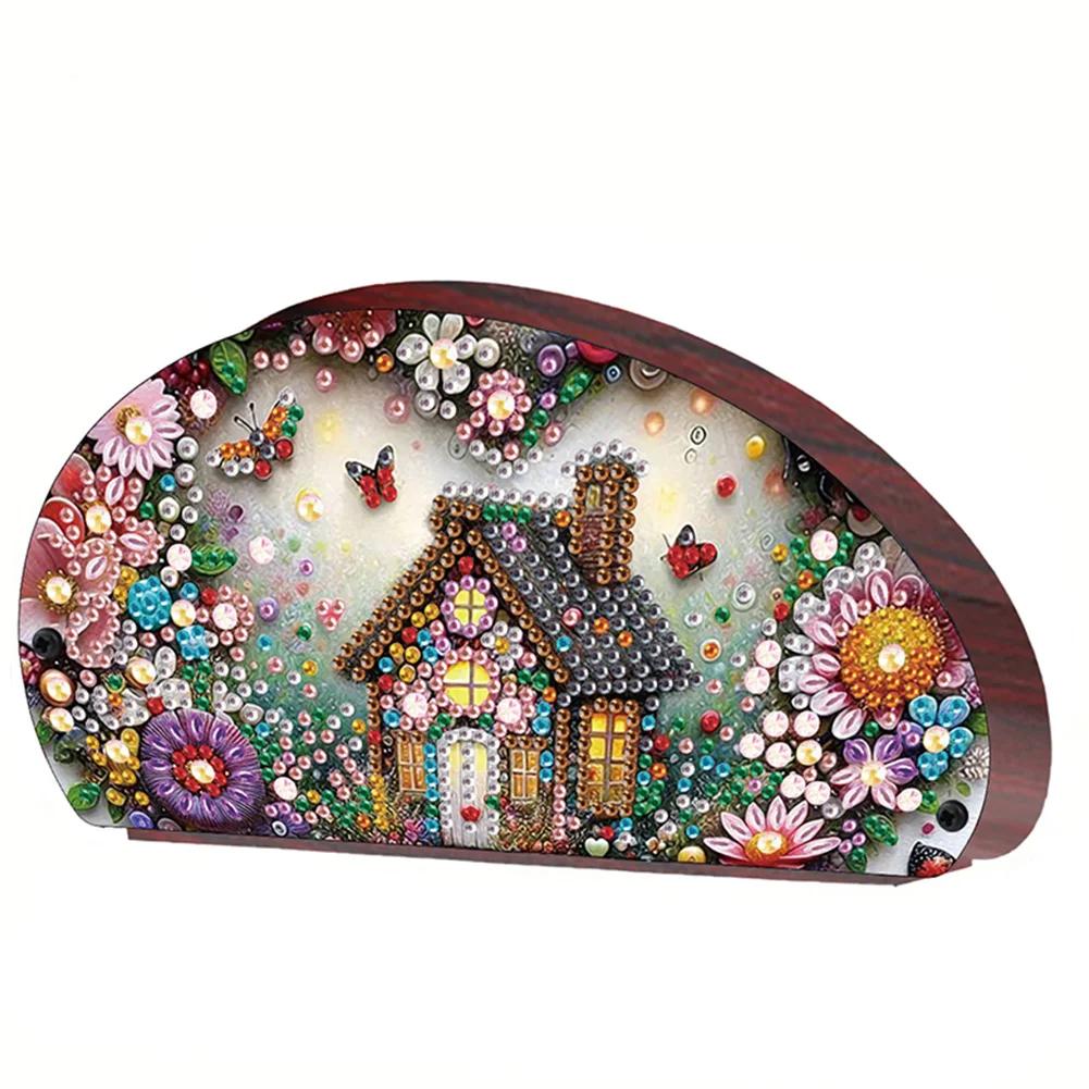 Wooden Flowers DIY Rhinestones Storage Holder Crystal Diamond Storage Shelf Diamond Painting Organizer Rack for Remote Control
