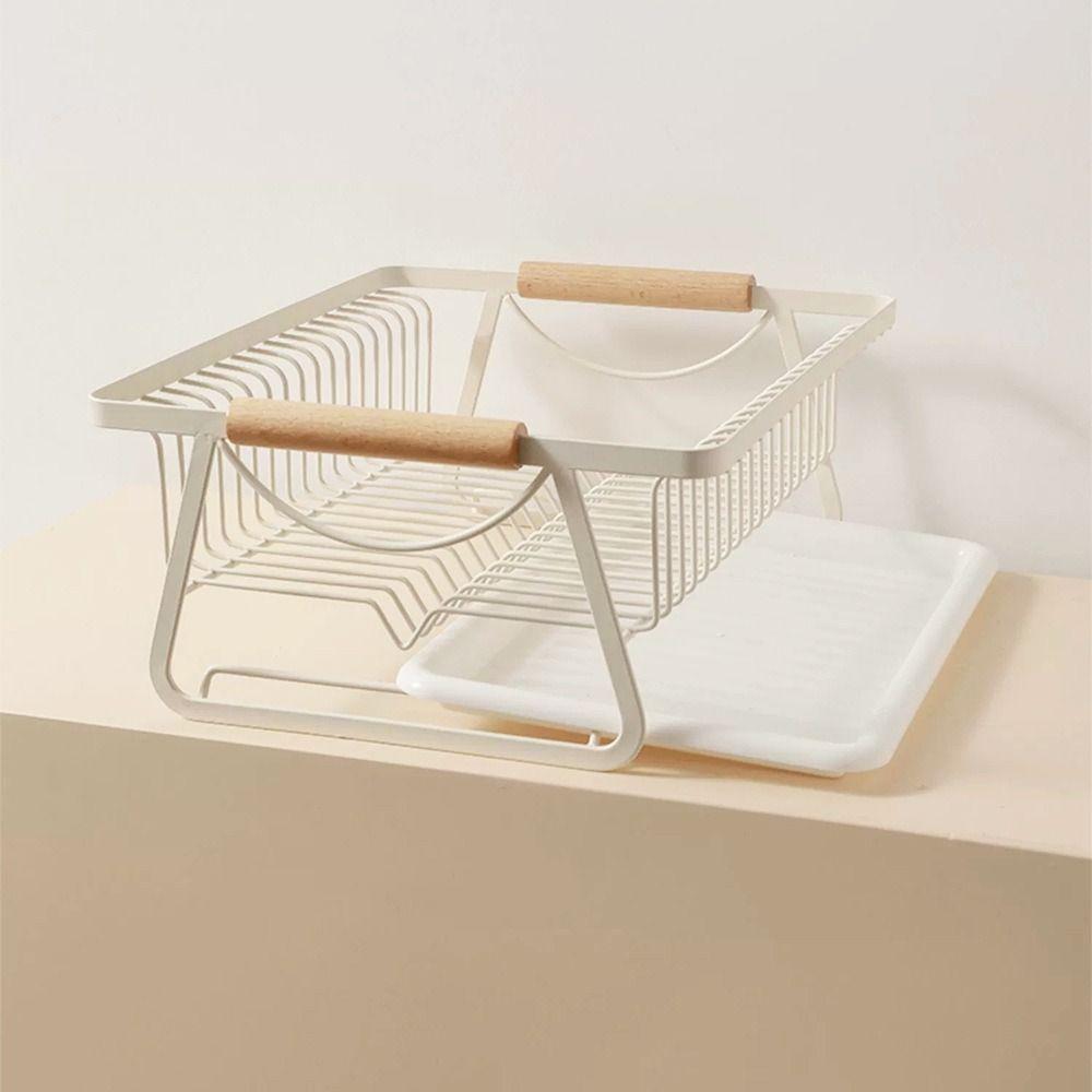 Japanese-Style Draining Rack Tableware Simple Drain Rack with Drain Tray Dish Rack Household