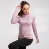 Autumn and Winter Women's Sports Long Sleeve Fitness Running Yoga Clothes High Elastic Tights Quick Drying Stand Collar Sweater