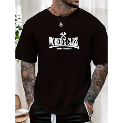 European Sizes Men'S Working Class And Proud Graphic Summer Casual Short-Sleeve T-Shirt