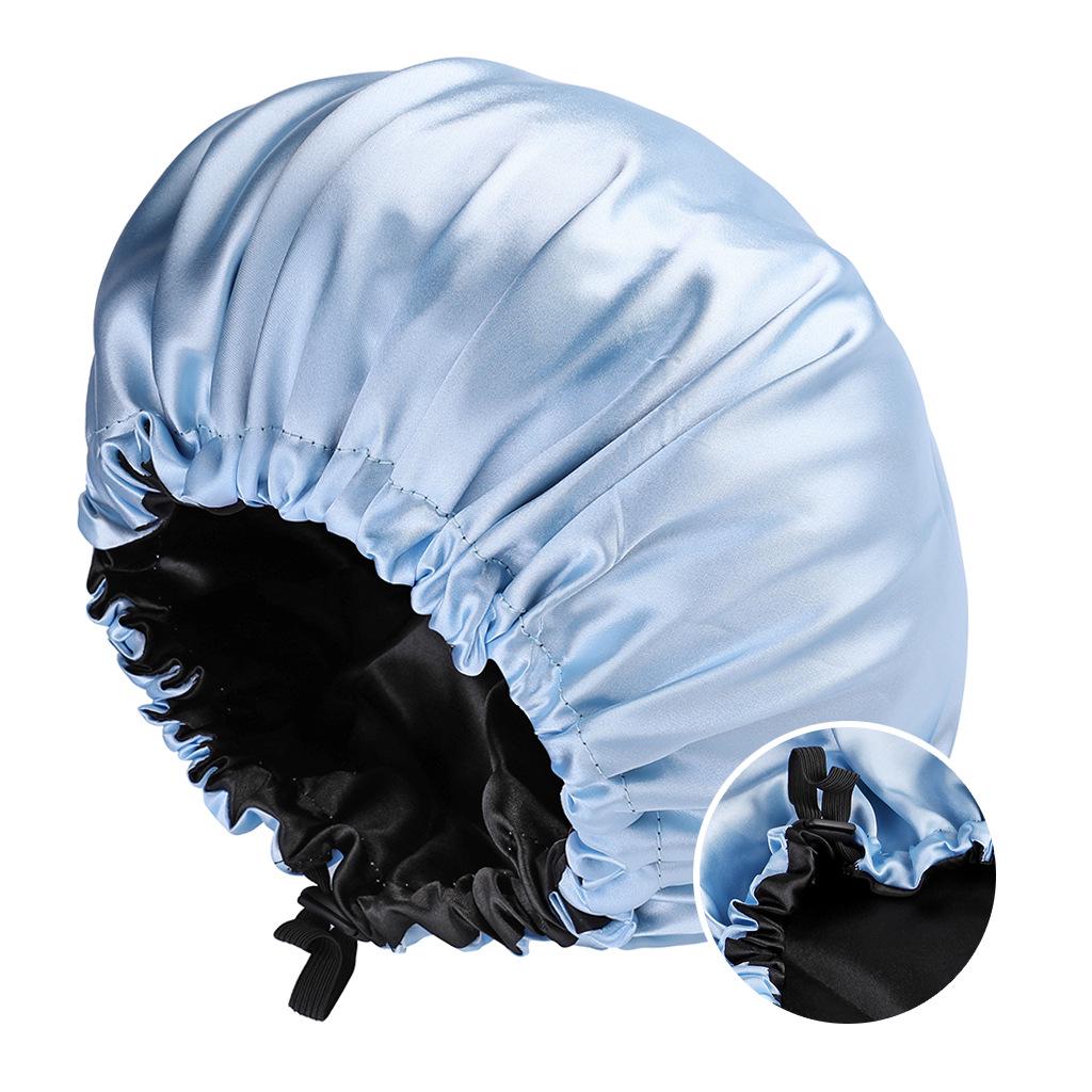 2024 Fashionable Double-Sided Satin Sleep Cap for Women - Elastic, Stylish Hair Protection with Button Design