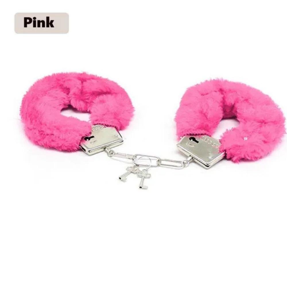 1 Set Adult Product Solid Color Plush Handcuffs Couple Game Fun Toy Handcuffs Accessories