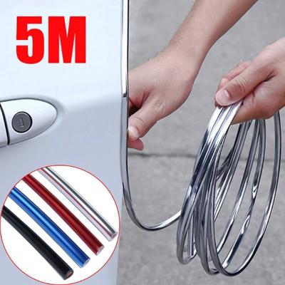 5m PVC Electroplating Seal Strip Car Door Seal Crash Protection U-shaped Strip Universal Anti-scratch Anti-collision Car Sticker