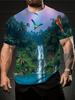 2025 Popular Men's Plus Size 3D Printed T-Shirt - Tropical Paradise Full Body Pattern Short Sleeve Top Breathable Summer Casual,