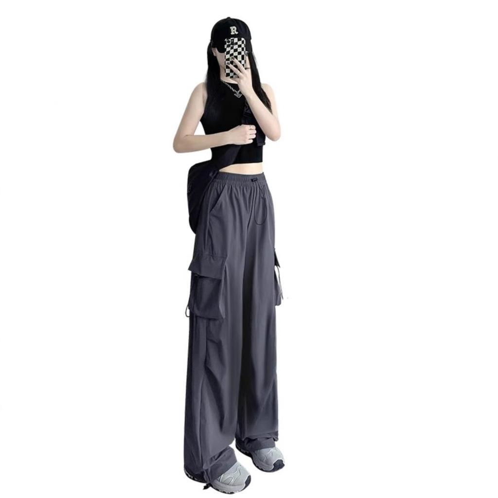 Women's Petite Quick-Dry Cargo Joggers - Summer Wide-Leg Loose Fit Pants