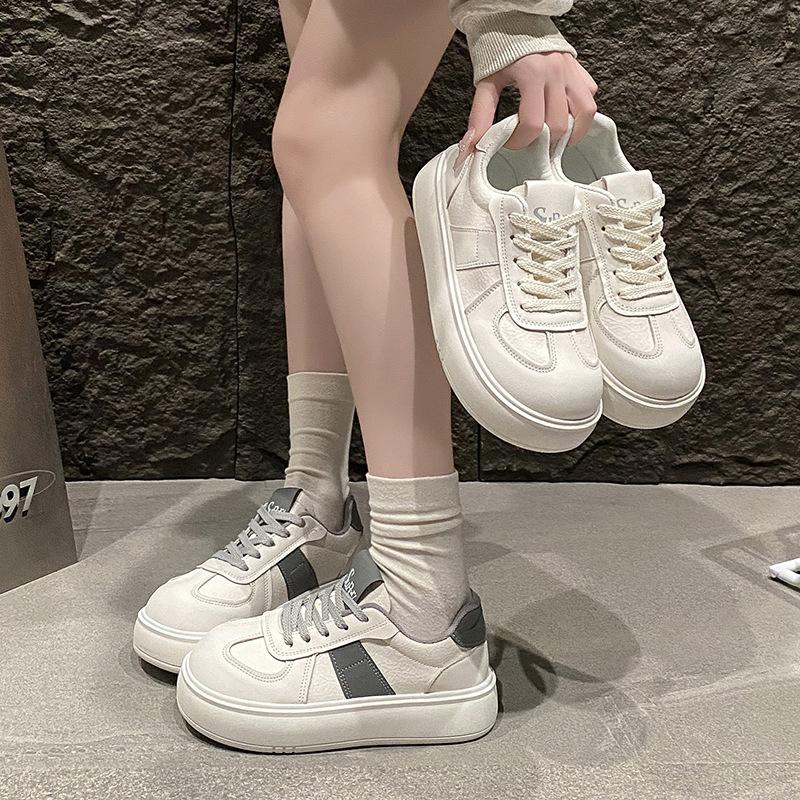 Women's thick soles 2025 big head sports little white shoes casual new white board shoes spring and autumn