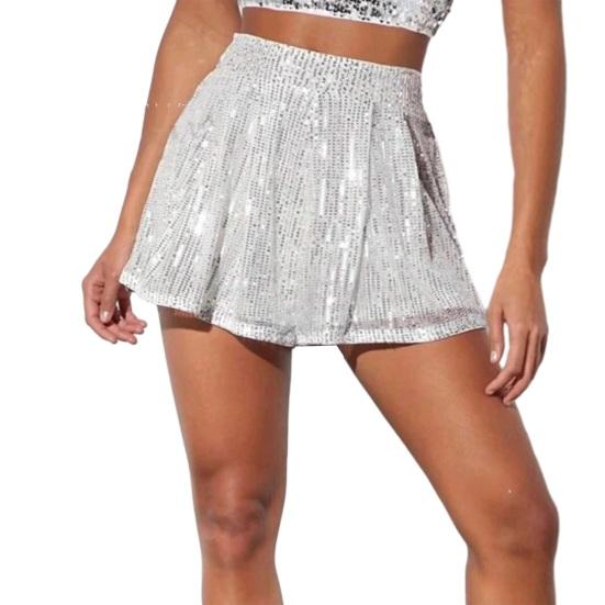 Women's Glitter Sequin Shorts High Waisted Going Out Sparkly Flowy Shorts Disco Party Festival Club Night Outfits