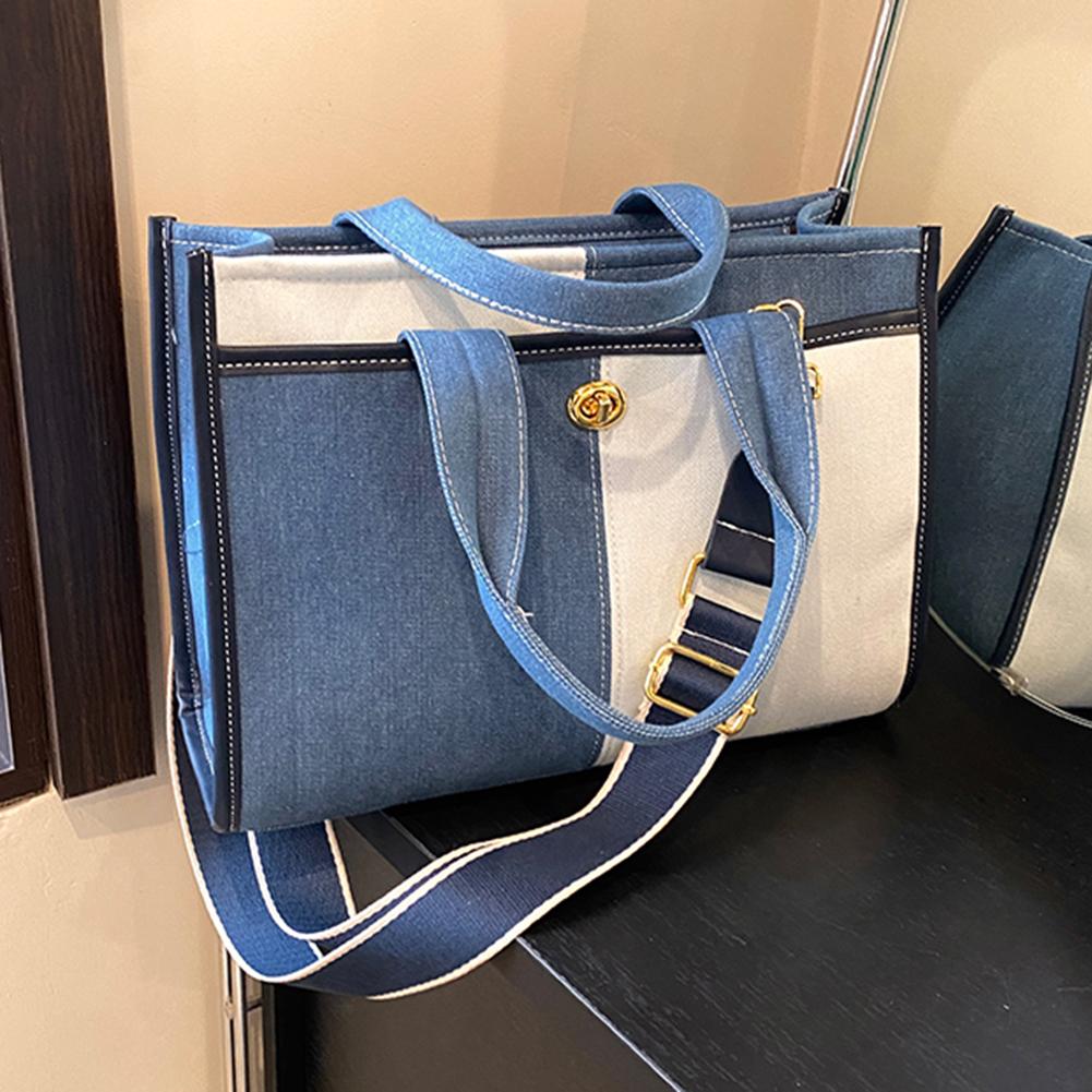 

Женская винтажная сумка на плечо, большая вместительная джинсовая повседневная сумка-тоут с регулируемым ремешком, модная сумка-саквояж, женская повседневная сумка для свиданий светло-синий