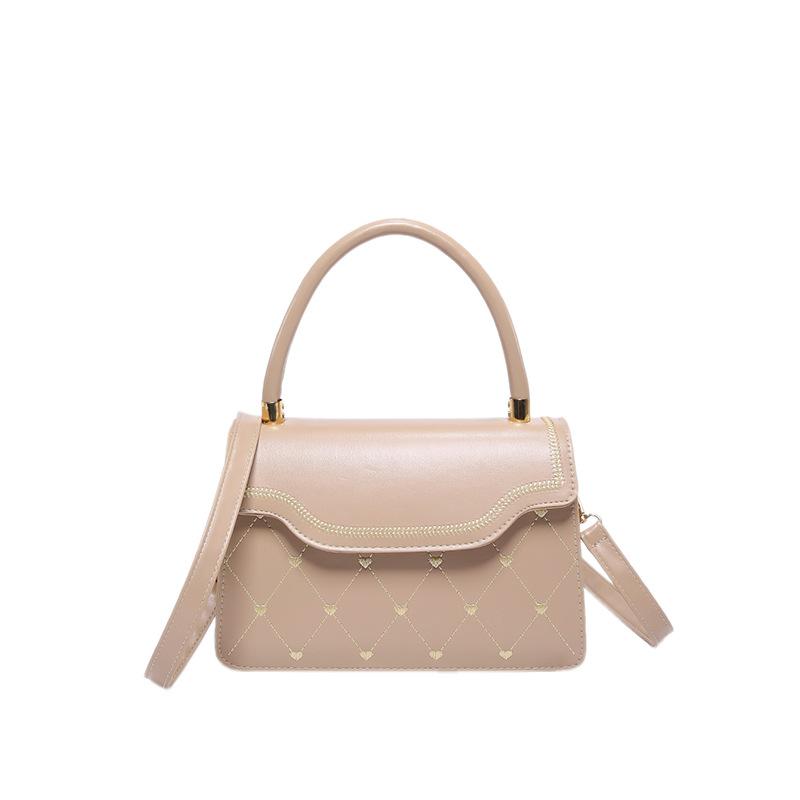 Fashion Embroidered Thread Small Square Bag Handbag Texture Pu Shoulder Bag Premium Retro Messenger Women'S Bag