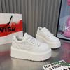 thick-soled leather little white shoes women's 2025 spring new muffin sole height-increasing sports and leisure shoes versatile lace-up board shoes
