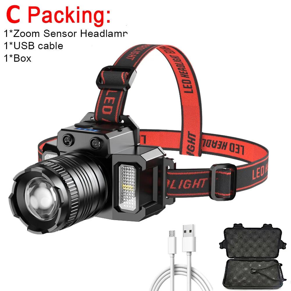 

Перезаряжаемый налобный фонарь T51, 2000 мАч, супер яркий фонарик, индукционный светодиодный фонарь, водостойкий, для кемпинга, мобильного аккумулятора, мигающий