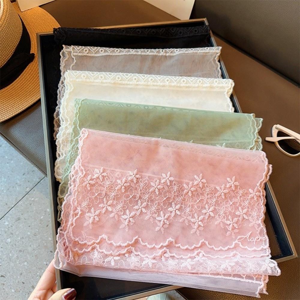 Solid Color Travel Sun Protection Scarf Embroidered Flower Decorative Shawl for Women Girl