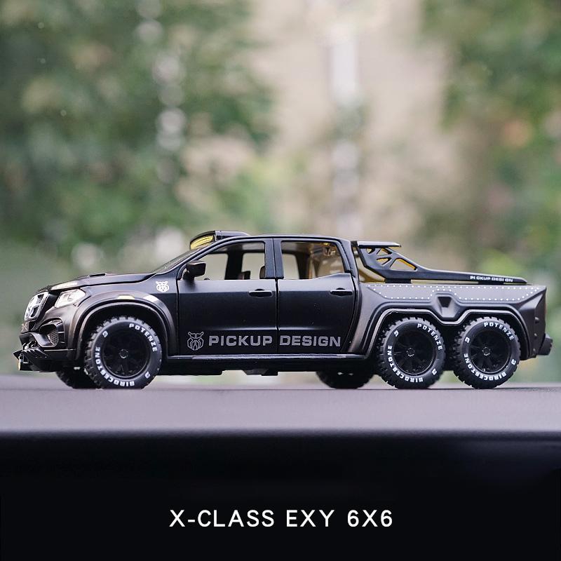 1/28 Benzs X-CLASS EXY 6X6 Pickup Simulation Alloy Car Modle Metal Toy Car Sound Light Pull Back Model Toys For Boys Light Toys