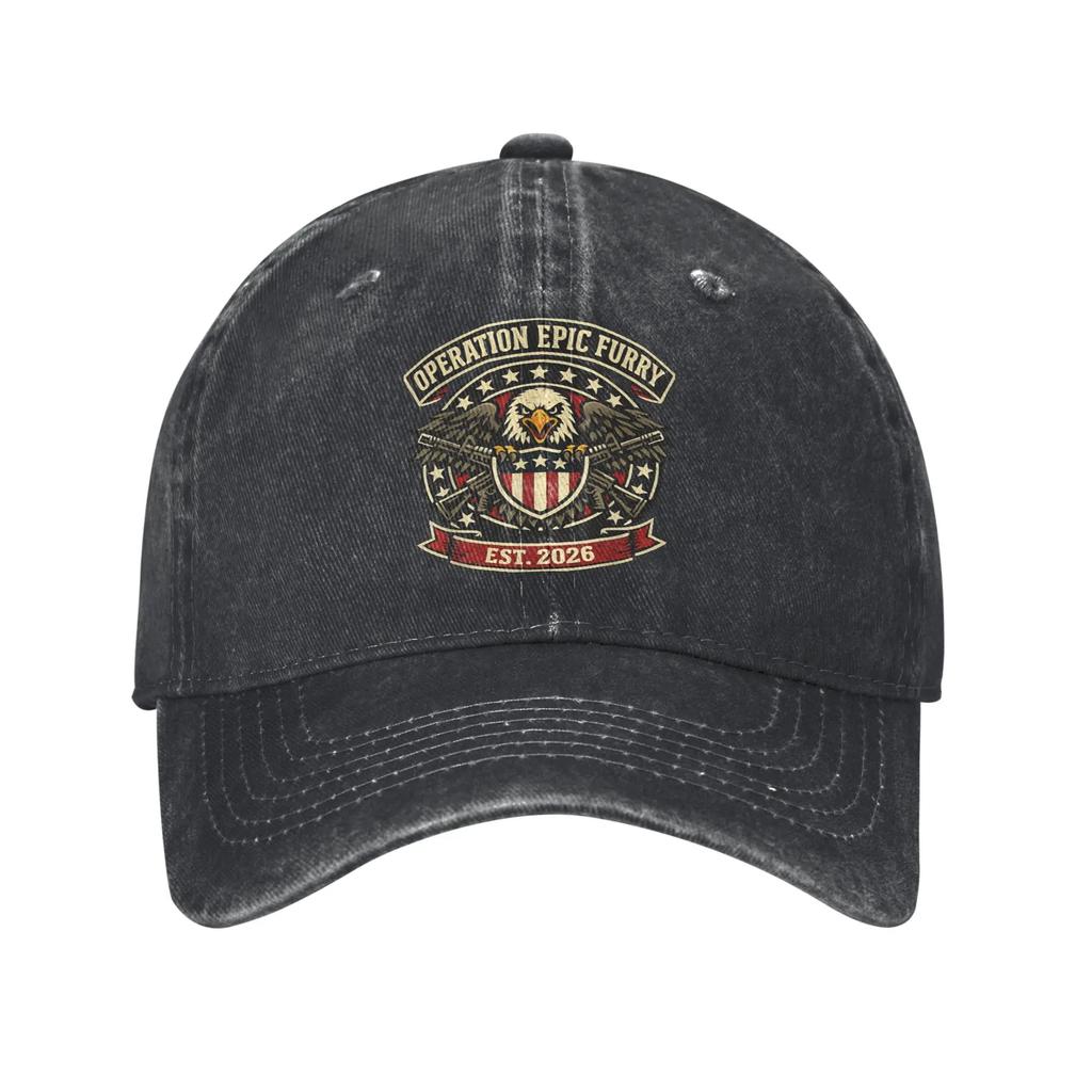 Washed Baseball Cap Operation Epic Fury Summer Trucker Hat For Unisex Women Classic Outdoor Sport Sun Snapback Cap