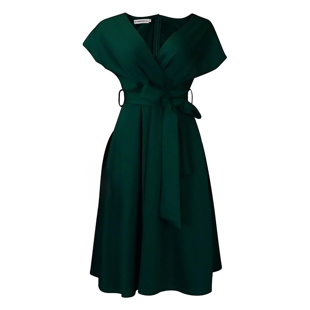 Evropské a americké dámské áčkové šaty s hlubokým výstřihem do V, africké večerní šaty