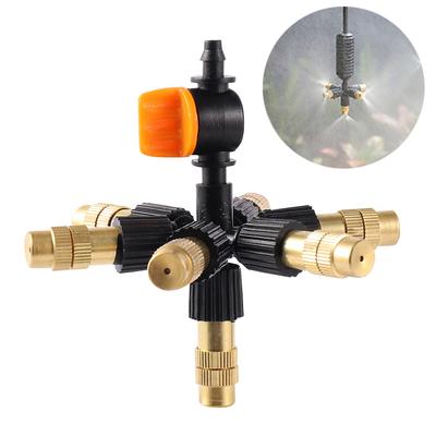Hängend mit Ventil 4/5/6/7-Wege Messing Vernebelungsdüse Einstellbare Zerstäubung Kühlung Sprinkler-Kit Garten Blumenbeet Bewässerungs-Kit